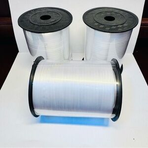 3- 500 Yard Spool White Decorative Curling Ribbon Trim- Gift Wrapping & Craft